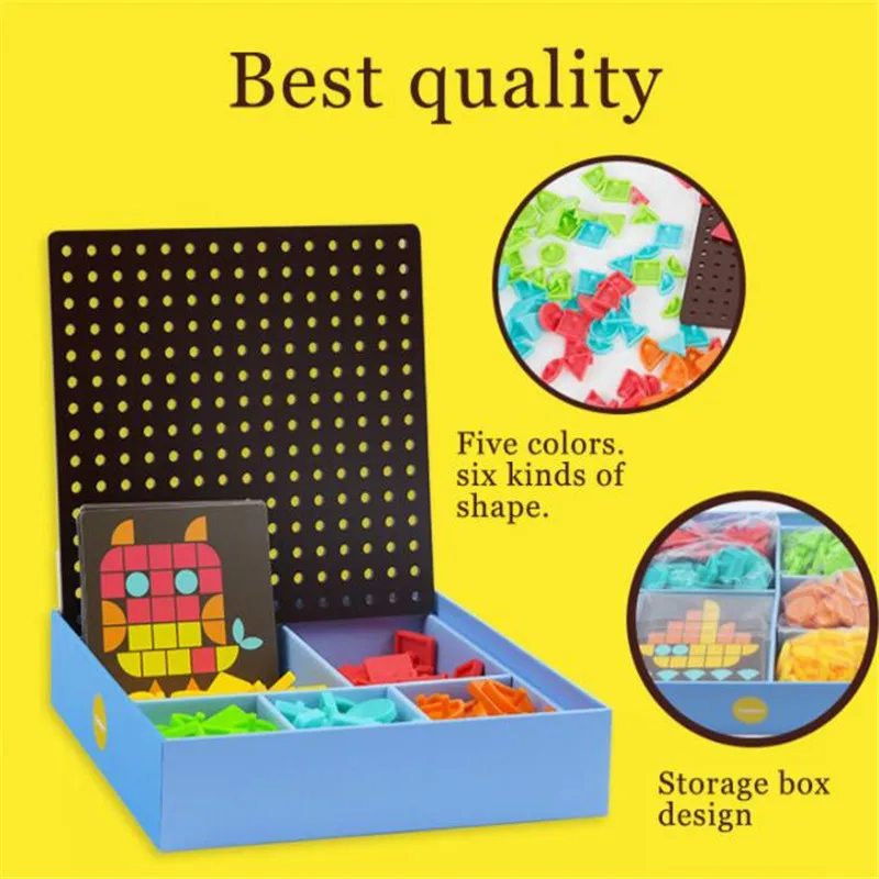 Раннего образования DIY мультфильм мозаичная головоломка игрушки геометрический узор Дети распознают головоломки для детей Oyuncak