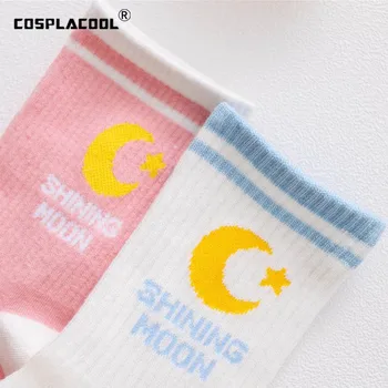

Shining Moon Stars Funny Socks Japanese Harajuku Crew Cute Socks Women Divertidos Creative Crew Sokken Fashion Skateboard Unisex