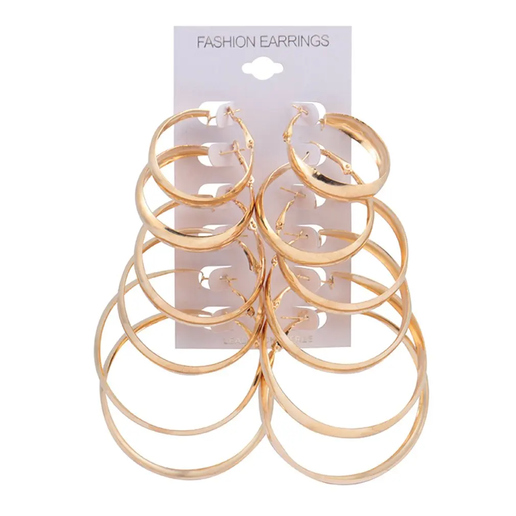 

6 Pair Female Earrings Fashion Simple Personality Earrings Jewelry Accessories