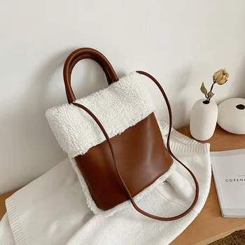 

Vintage Winter 2020 Handbags For Women PU Imitation Lamb Hair Shoulder Bag Women Casual Tote Bags Crossbody Bag Bolsas Femininas