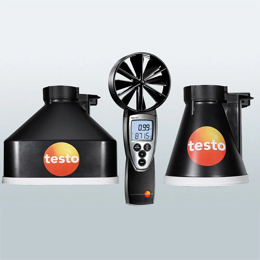 

Vane Anemometer Testo 417 with Impeller Measures Air Velocity Volume Air Duct Set Digital Wind Speed Meter Backlight Display