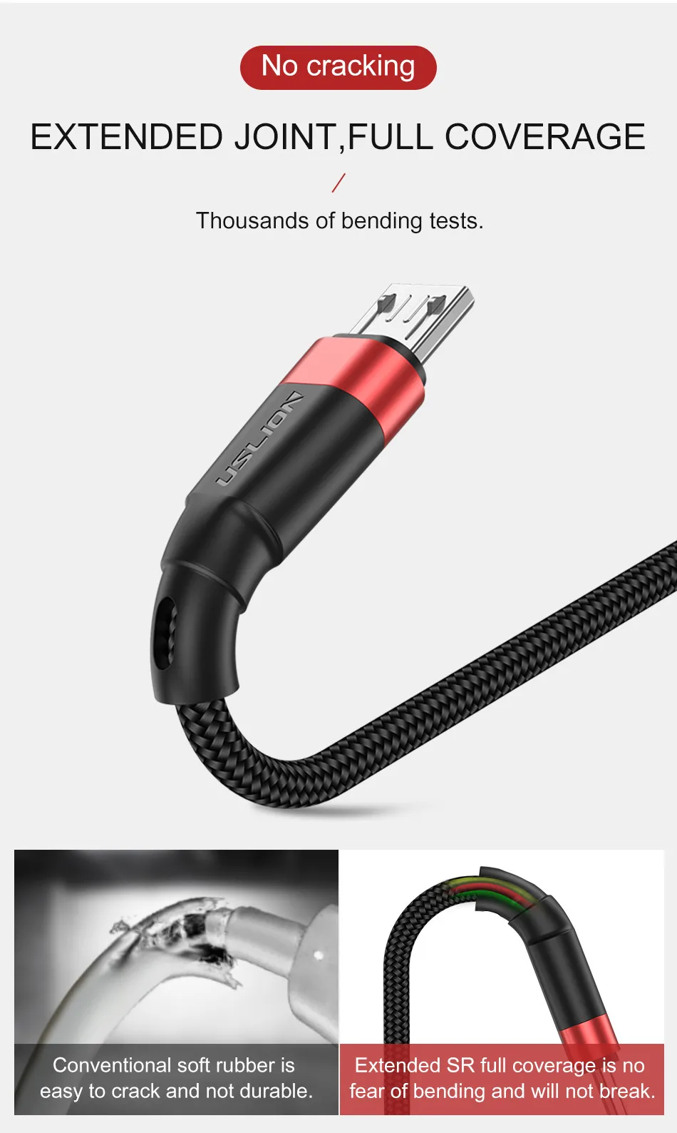 USLION 1 м 2 м кабель Micro USB 3A быстрое зарядное устройство для Xiaomi Redmi 4x Note 5a быстрое зарядное устройство кабель для передачи данных Microusb для samsung S7 Edge J7