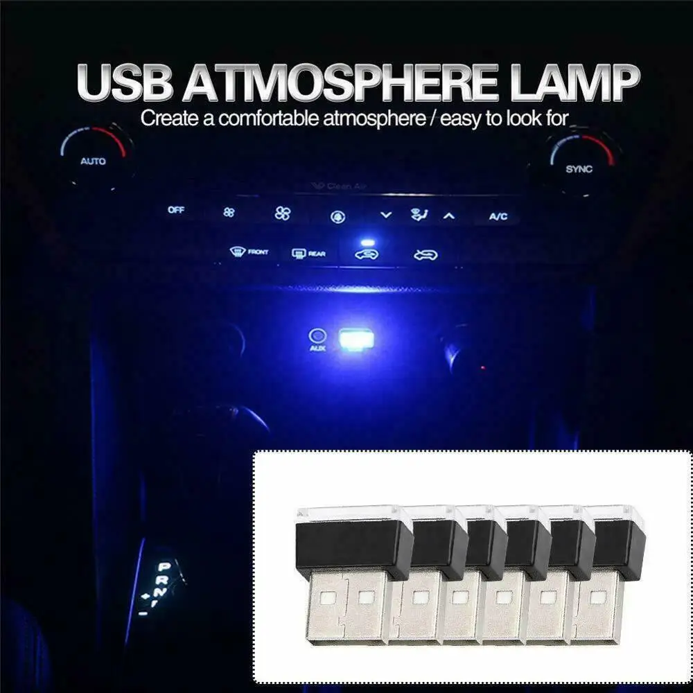 5V USB Mini LED Car Atmosphere Light Vehicle Interior Roof Neon Ambient Night Lamp Pluggable for Home PC Notebook Decor 4