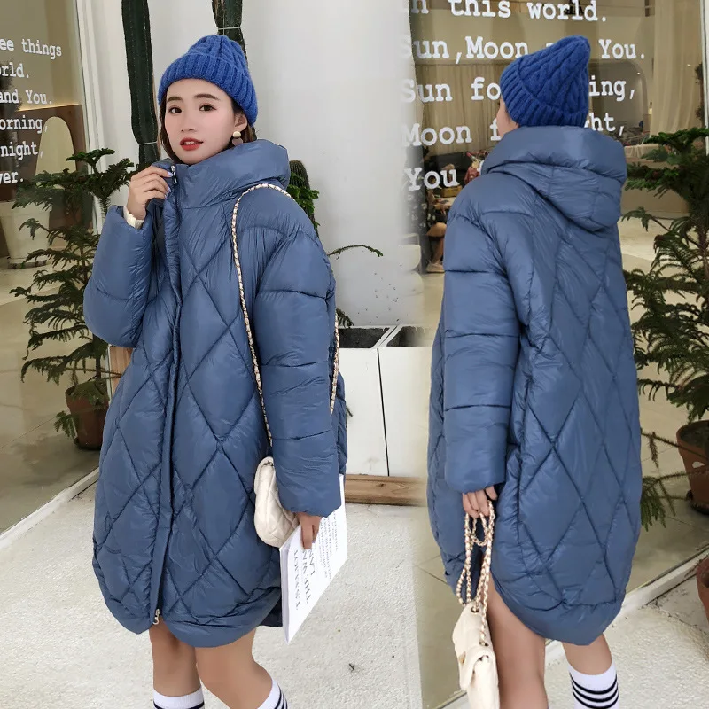 

AliExpress 19 Years Winter New Style Bright Surface Cotton-padded Clothes Women's Korean-style Large Size Plus-sized Mid-length