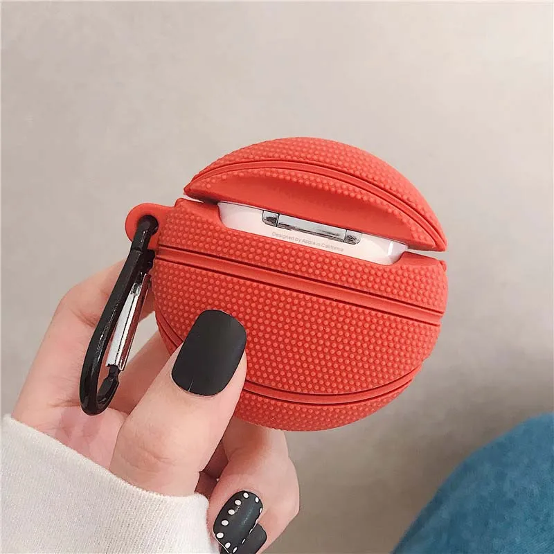 Чехол для баскетбола, футбола, мультфильма, для airpods 1, 2, чехол, беспроводной, Bluetooth, наушники, airpod, карабин, Мягкий Силиконовый Чехол air pods