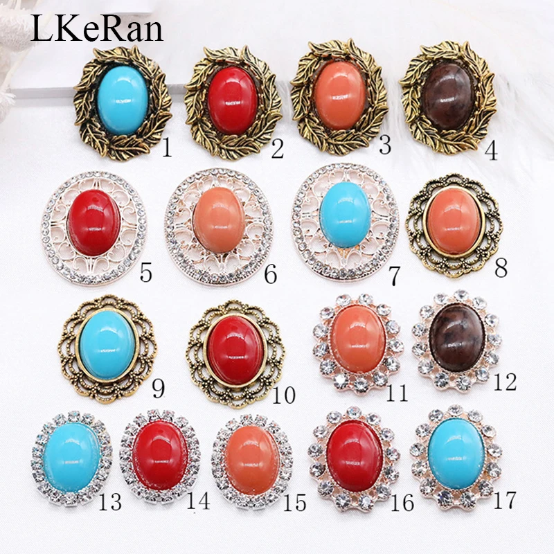 LKeRan Новые 10 шт./лот модные однотонные полимерные алмазные пуговицы 5 стилей