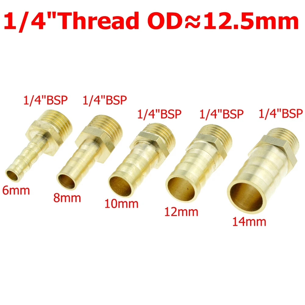 Brass Pipe Fitting 4mm 6mm 8mm 10mm 12mm 19mm Hose Barb Tail 1/8" 1/4" 1/2" 3/8" BSP Male Connector Joint Copper Coupler Adapter