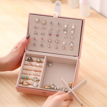 

Jewelry Organizer Tray Present Box Accessories Brings Earring Holder Display Gift Packaging Makeup Lipstick Case Bangle Supplies