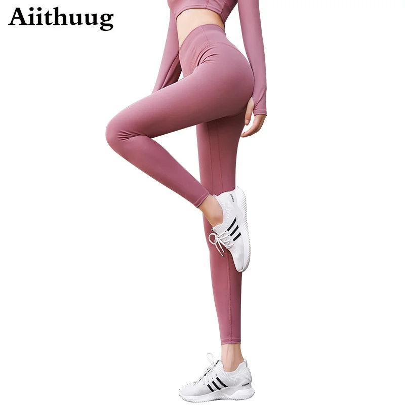 Aiithuug Lightweight Non-Sheer Yoga High Waist Full-Length Legging  Compression Yoga Pants Naked Feeling Workout Leggings Tight
