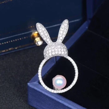 

Rabbit Style Brooch Pin Mountings Findings Settings Base Parts Fittings Accessories for Akoya Edison Pearls Agate Beads Stones