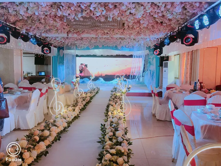 Description Picture 2 of item50/100CM DIY Wedding Flower Wall Arrangement Supplies Silk Peonies Rose Artificial Floral Row Decor Marriage Iron Arch Backdrop