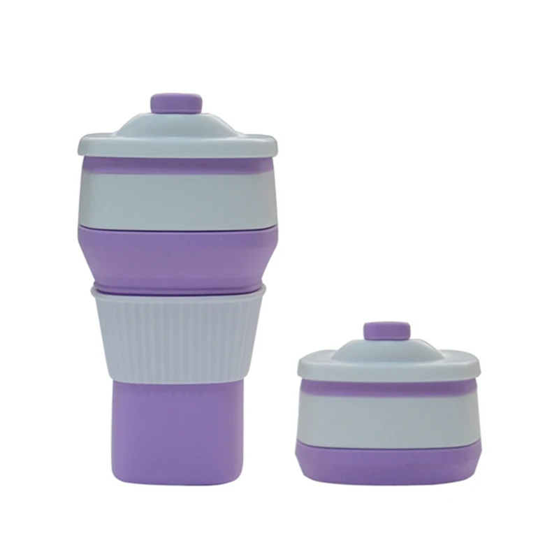 Складная кружка Faltbare дорожная чашка Silikon Tee Kaffeetasse Wiederverwendbare Falten 300 мл DE - Цвет: light purple