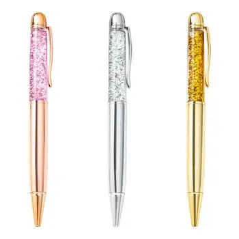 

Creatively 0.7mm Luxury Ballpoint flow oil crystal Gold foil Metal Copper colorful high-grade gold powder quicksand pen blue ink