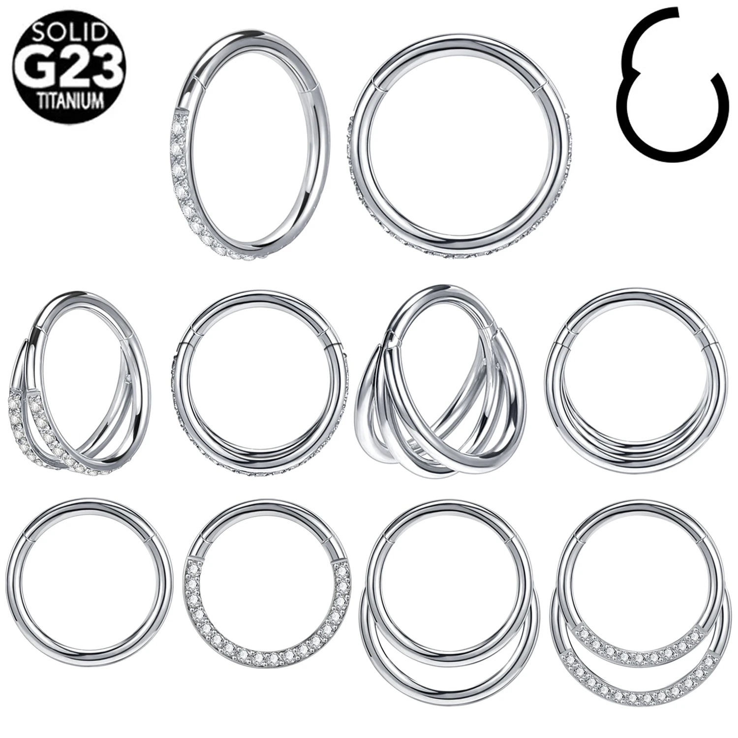 ZS 1 PC G23 Titan Nase Ring Für Frauen Männer AAA Cubic Zirkon Septum Piercings 16G Ohr Helix Knorpel tragus Piercing Schmuck