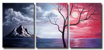 

Hand-painted 3 Pieces Abstract Painting Modern Tree Canvas Panel Wall Art and Decoration for Home Living Room Bedroom Office