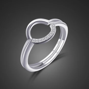 

Bohemia Simple genuine 925 sterling silver ring for women.fashion simple O-shaped tiny zircon ladies ring holiday Jewelry gifts