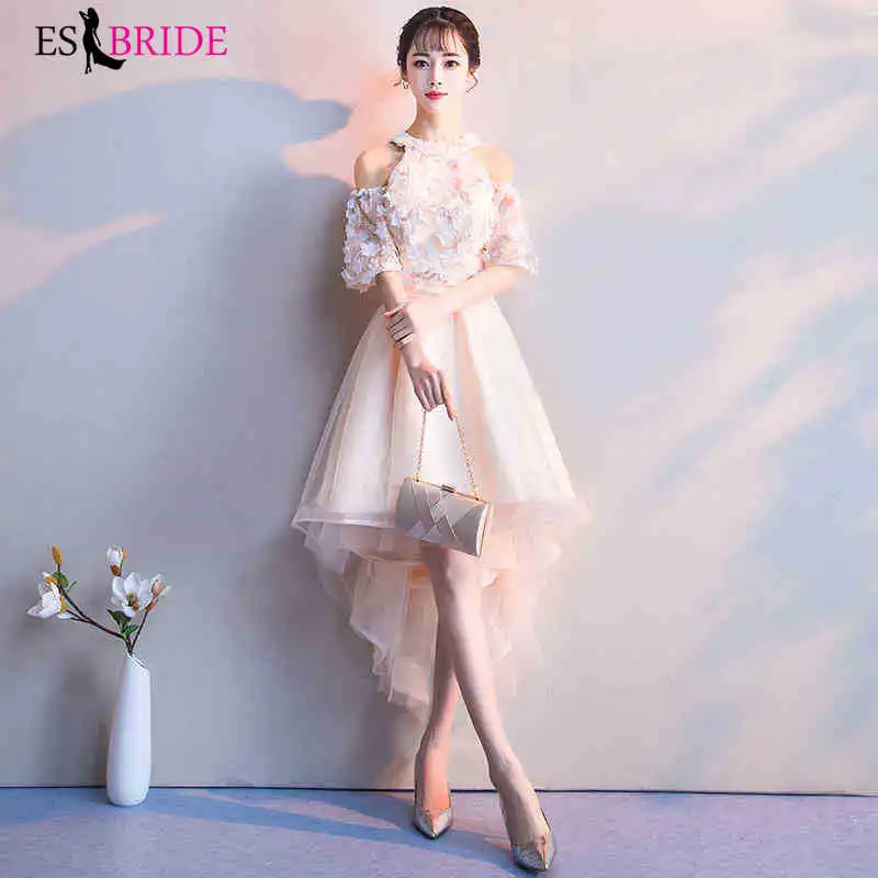 

Elegant Formal Evening Dresses 2019 New Arrival A-Line Short Sleeve O-Neck Lace Sexy Satin Women Formal Party Gowns
