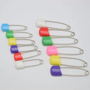 20pcs Plastic Head Baby Safety Pins stainless steel Infant Kids Cloth Nappy Locking Brooch Buckles Mixed Colorful Safety Pins