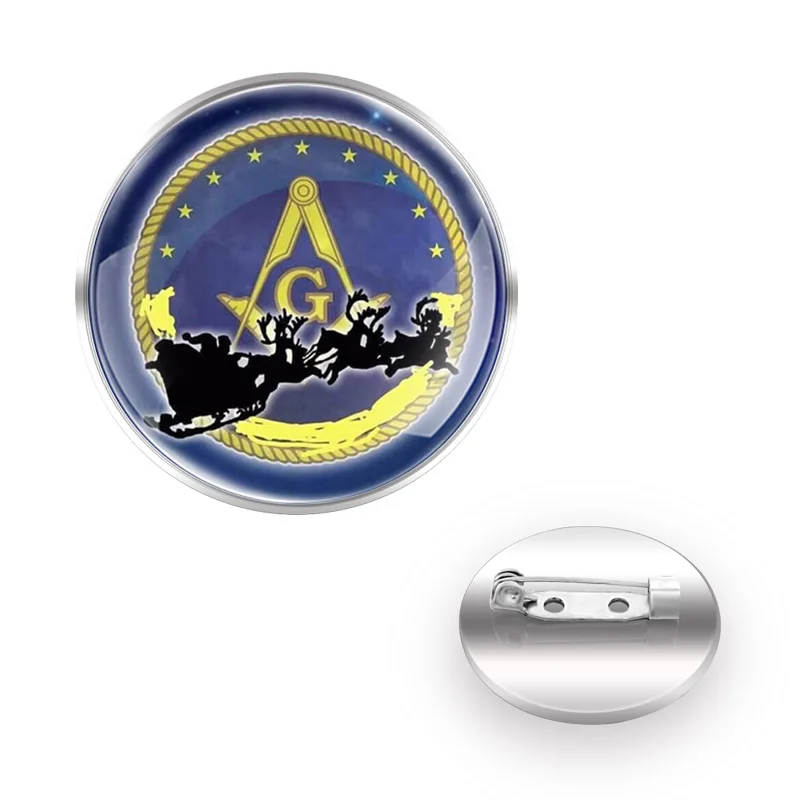 New Fashion Christmas Freemason Brooch Badge Glass Cabochon Dome For Bag Clothes Decoration Pins | Украшения и аксессуары