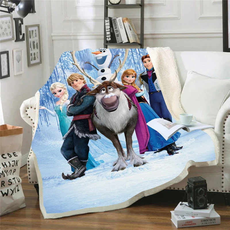 Princess Frozen new name here 3D Warm Plush Fleece Blanket Picnic Sofa Couch 