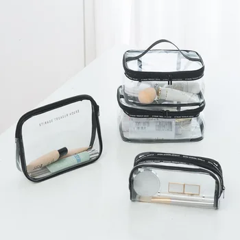 

Waterproof Transparent PVC Bath Cosmetic Bag Women Make Up Case Travel Zipper Makeup Beauty Wash Organizer Toiletry Storage Kit