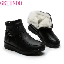 GKTINOO/ г.; женские зимние ботинки; Зимние ботильоны на плоской подошве; женская теплая обувь на платформе; ботинки из натуральной кожи с толстым шерстяным мехом