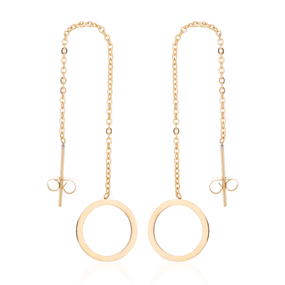 Геометрические длинные цепи треугольные квадратные круглые серьги с кисточками