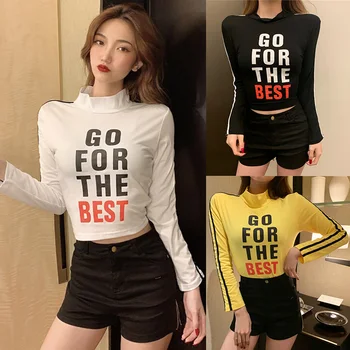 

Sweater Korean Style Slim Letter Print Knit Pullover Turtleneck Long Sleeve Women's Autumn Comfortable And Breathable Simple