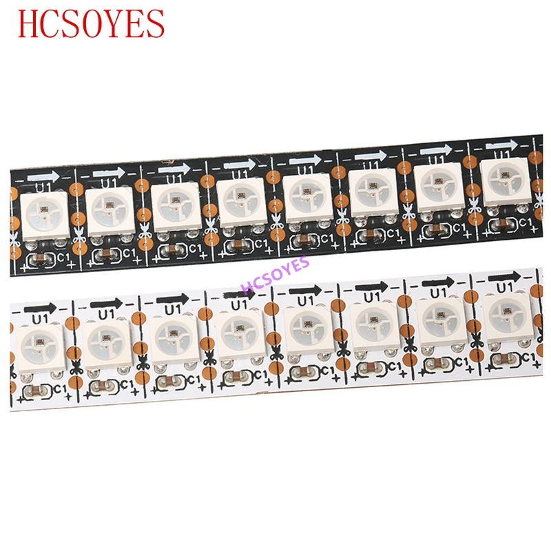 DC 5V 1m/5m рулон ws2812b ws2811ic встроенный 5050 smd rgb полоса индивидуально Адресуемая 30/60/144/m