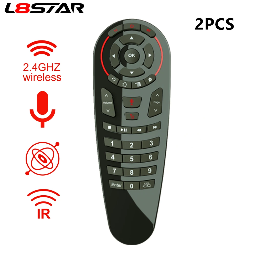 

2pcs L8star G30S Voice Air Mouse Android Tv Gyro 33 keys IR Learning Remote control TV controller 2.4G Wireless Air Remote Mouse