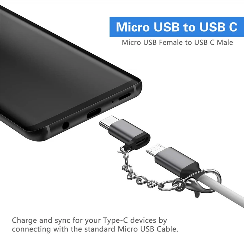 Металлический Micro USB к USB C Кабель-адаптер для huawei P20 P30 Pro samsung S8 S9 S10 Plus MicroUSB OTG к type C Usbc шнур для связки ключей