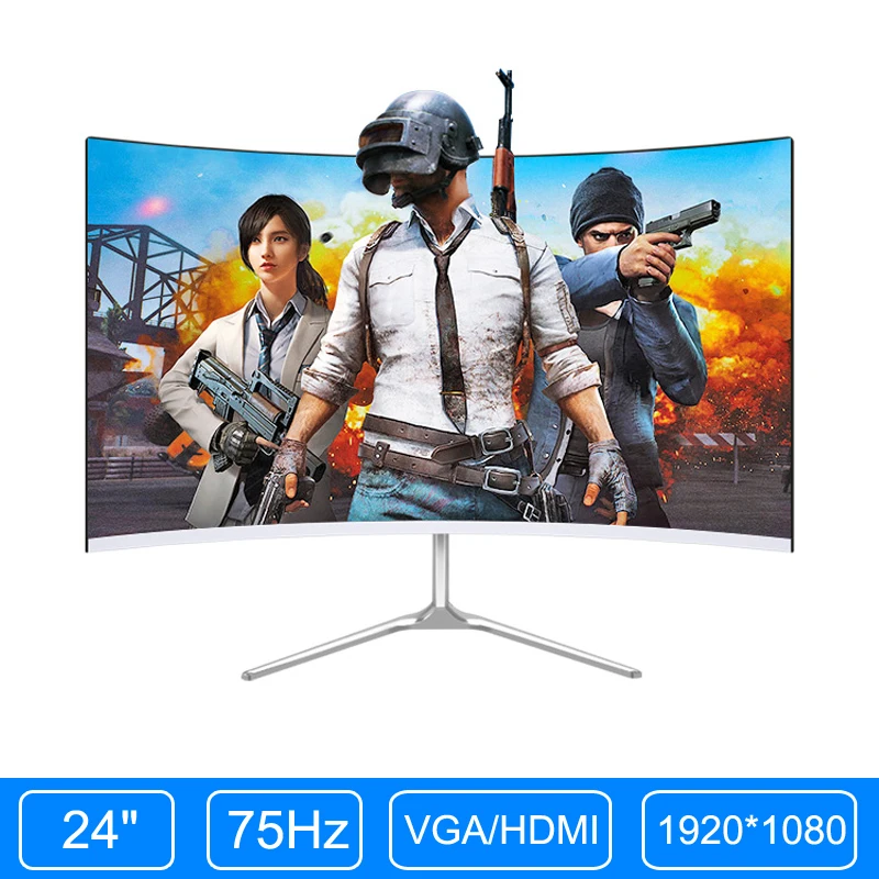 Изогнутый широкоформатный игровой монитор HUGON 23 8 дюйма IPS/Led 24 75 Гц вход HDMI/VGA