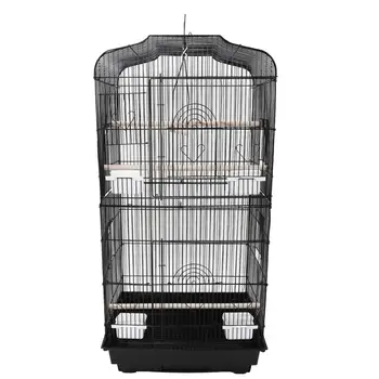 

37" Bird Parrot Cage Canary Parakeet Cockatiel LoveBird Finch Bird Cage with Wood Perches & Food Cups Black