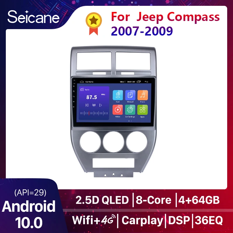 Seicane Android10 Car Radio For Jeep Compass 2007 2008 2009 Multimedia Video Player Stereo Gps