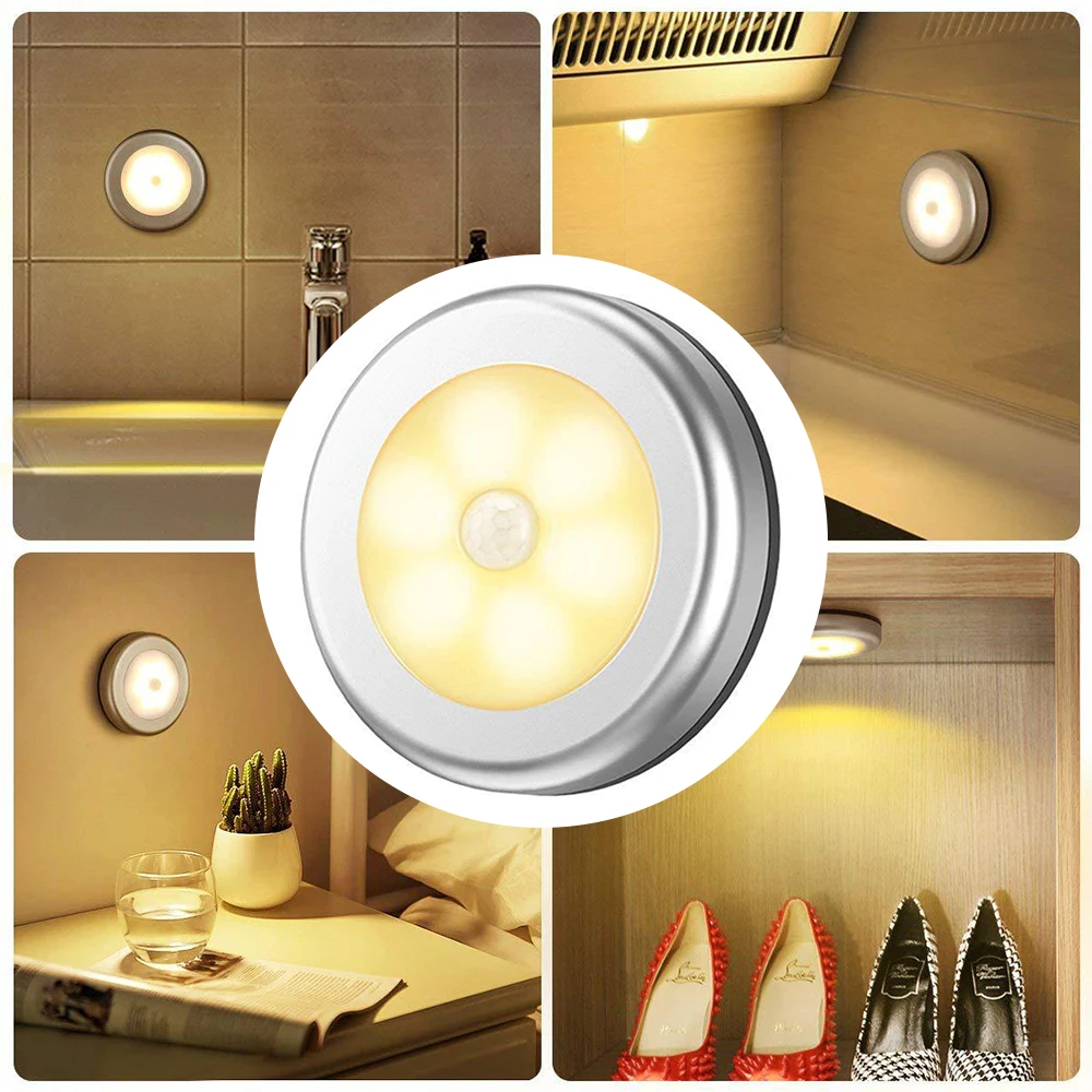 Индукционный светильник с пассивным ИК датчиком движения 6 светодиодов круглый