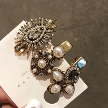 

Girlgo Korean Vintage Cute Pearls Barrettes for Women ZA Metal Elegant Luxury Hair Clip Accessories Jewelry Party Gift Wholesale