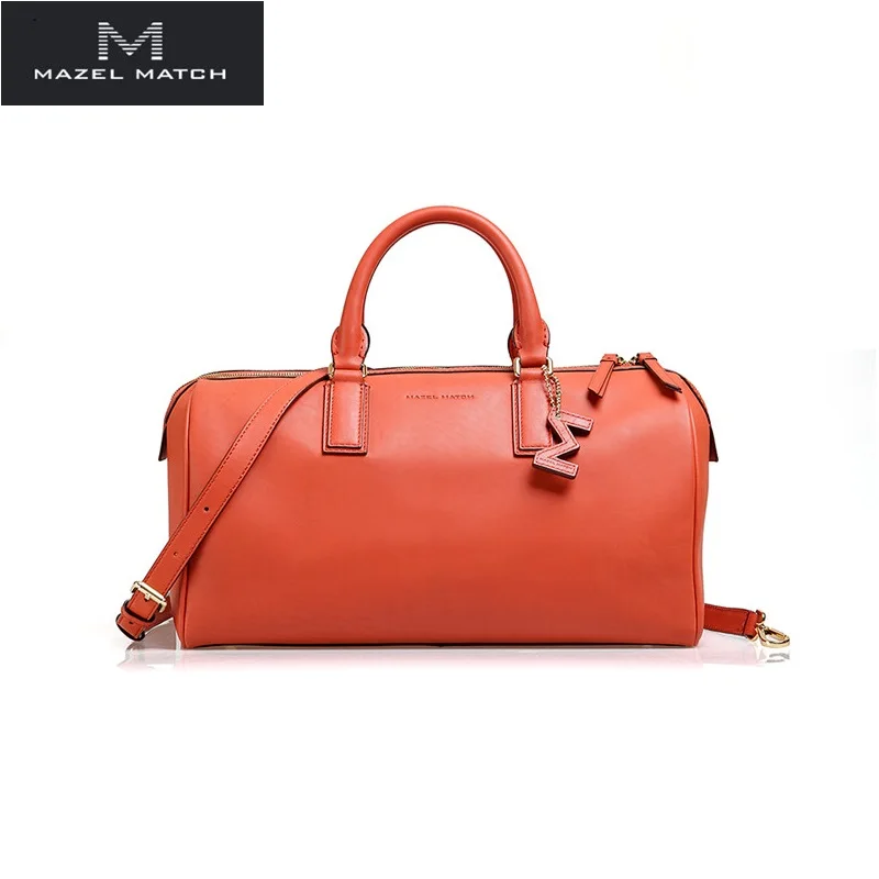 

Fashion Chic Designer Genuine Cow Leather Zipper Closure Women Travelling Bag Female Large Boston Purse Lady Cross Shoulder Bag