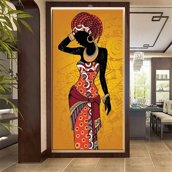 Beautiful African Woman Art Black and Gold Colour Paintings Printed on Canvas 1