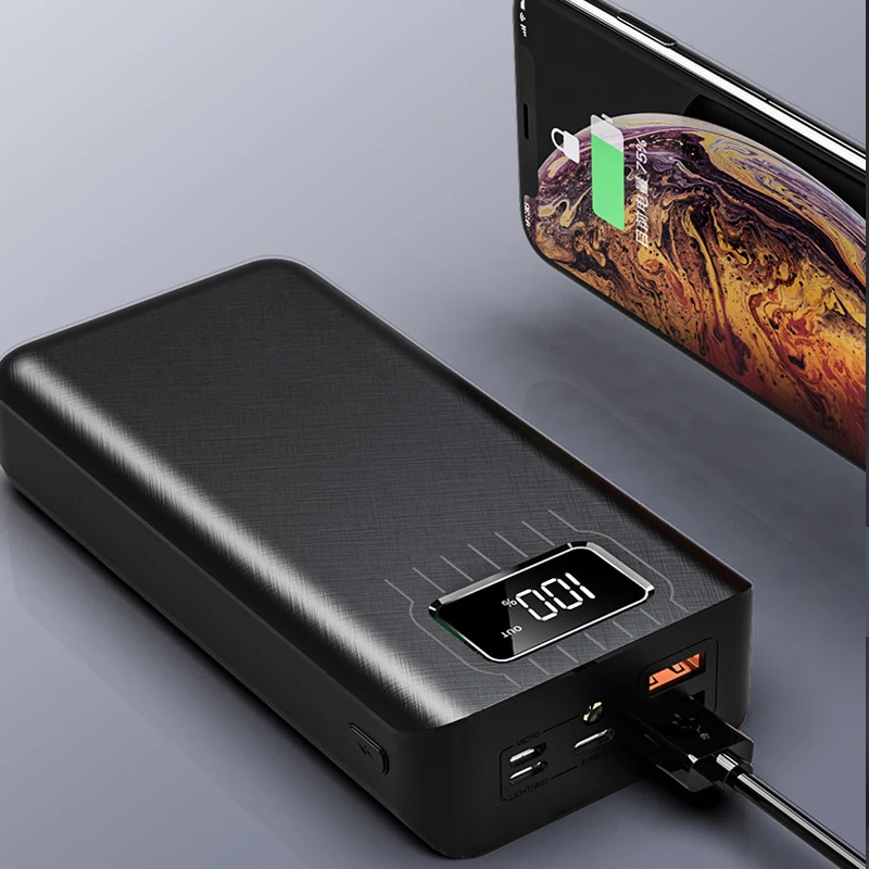 Быстрая зарядка Мощность банк 30000 мАч Type C Micro USB Мощность банк светодиодный Портативный внешний Батарея для Xiaomi huawei Iphone Мощность банка