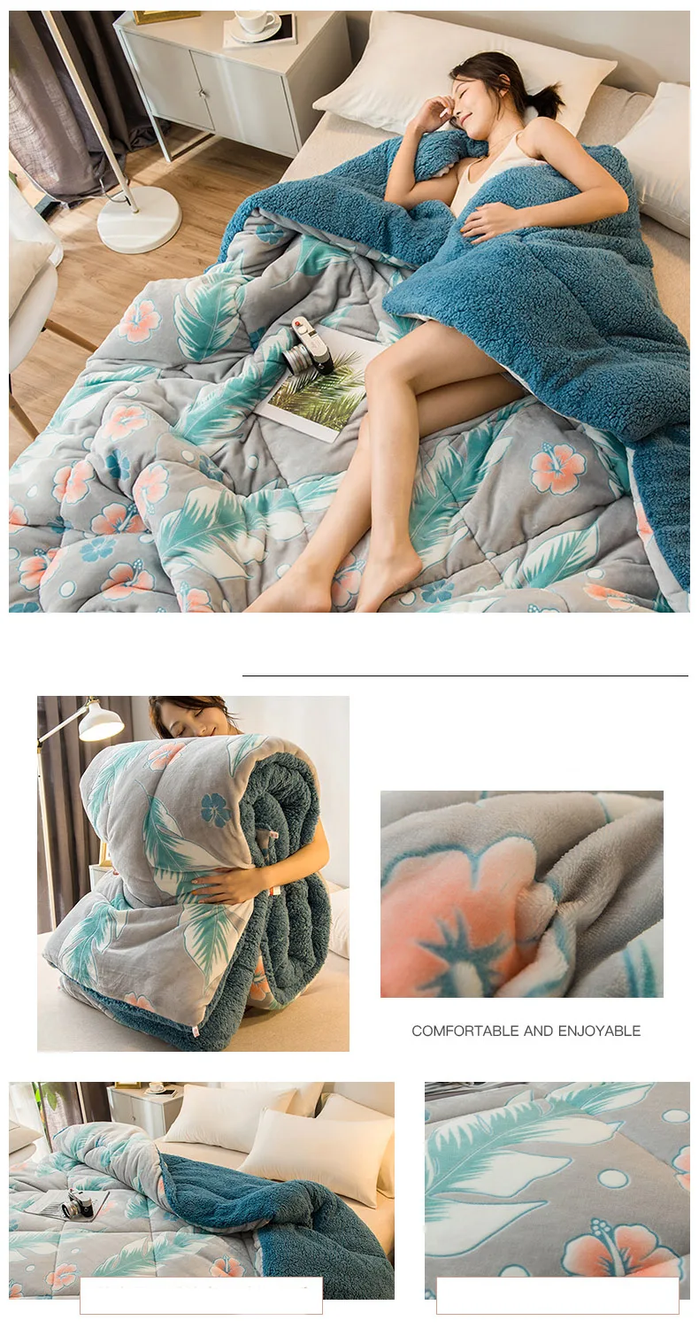 3D резное бархатное одеяло, зимнее овечья шерсть, цветочный узор, двустороннее одеяло, хлопковое утолщенное теплое бархатное лоскутное одеяло