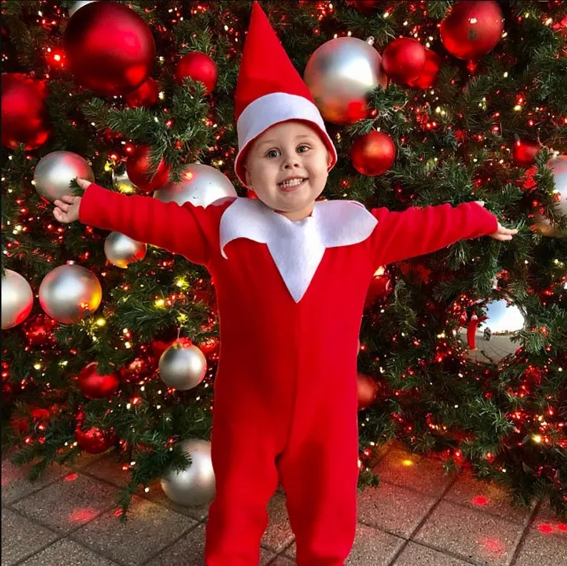 

Christmas Outfit Family Match Costumes Classic Elf Skirt Kids Red Elf Hat Adult Boys Girls with Skirt Xmas Eve Gift Homewear