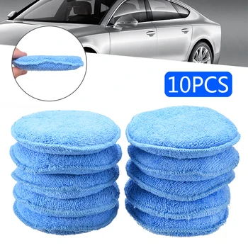 

10pcs 12.5cm Round Soft Microfiber Car Wax Applicator Pad Polishing Sponge For Apply Remove Wax Auto Care Tool