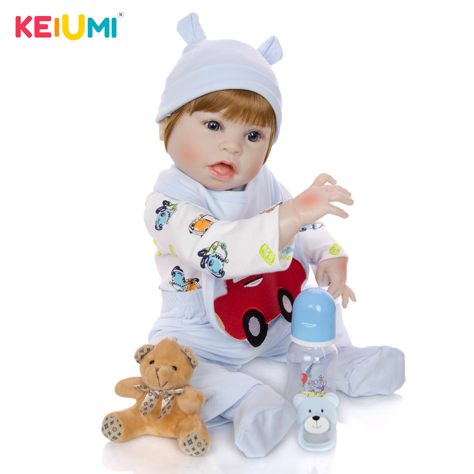 

KEIUMI Lifelike 23'' 57 cm Hot Sale Baby Reborn Doll Full Silicone Reborn Boy For Alive Dolls Kid Playmate Christmas Gift