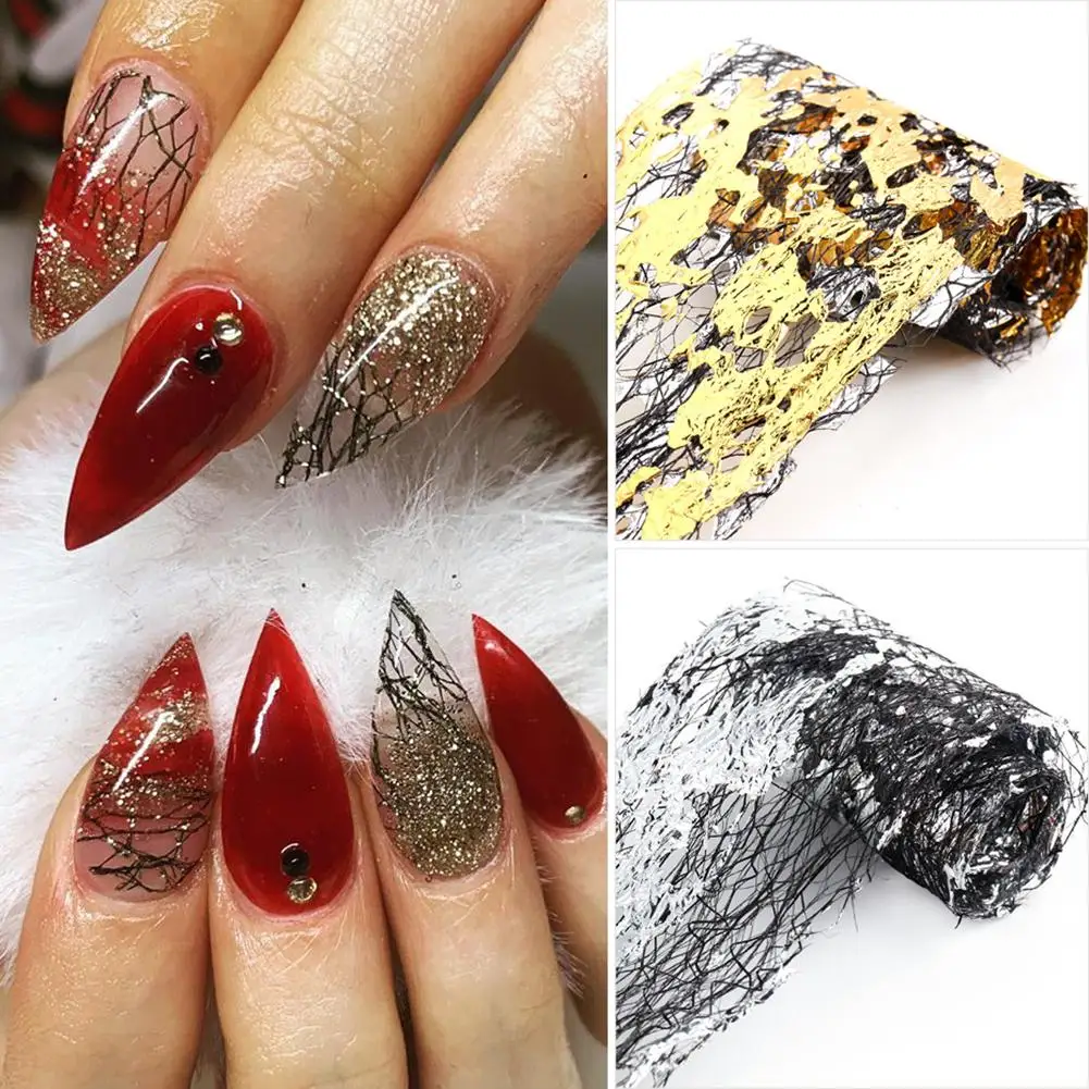 1 Box Adhesive Mulitcolor Paper Broken Net Nail Art Stickers Decals Manicure Decor DIY Tips Slider Papers Decoration | Красота и