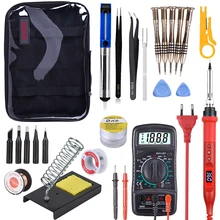JCD – fer à souder électrique 80W 220V/110V, Station de soudage à boutons multifonctions, température réglable, Kits de fer à souder embouts