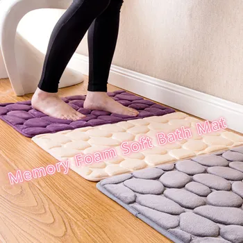 

2020 Memory Foam Soft Bathroom Bedroom Bath Mat Floor Rug Carpet Non Slip Absorbent Simple Flannel Pebbles Bath Mats Bath Carpet