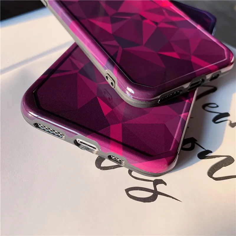 Чехлы для телефонов с геометрическим рисунком ромб и фиолетовым кристаллом Iphone XS
