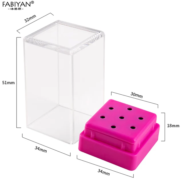 Nail Art Drill Bit Acrylic Holder Case Organizer Box Manicure