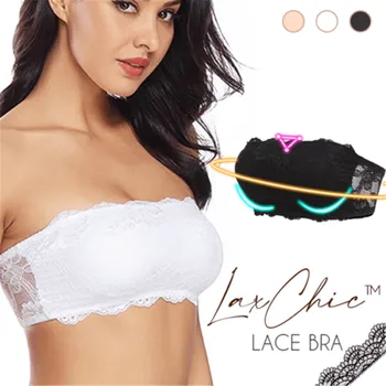 

Lady Lace Strapless Bras Tops Tube Chest Wrap Solid Color Bottoming Wrap Lace Wrap Chest Underwear Invisible Vest Student