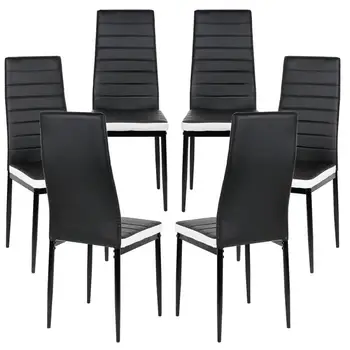 

6PCS/Sets Dining Chairs Dining Room Home Bar Half Leather Durable Lounge Chair Living Cafe Room